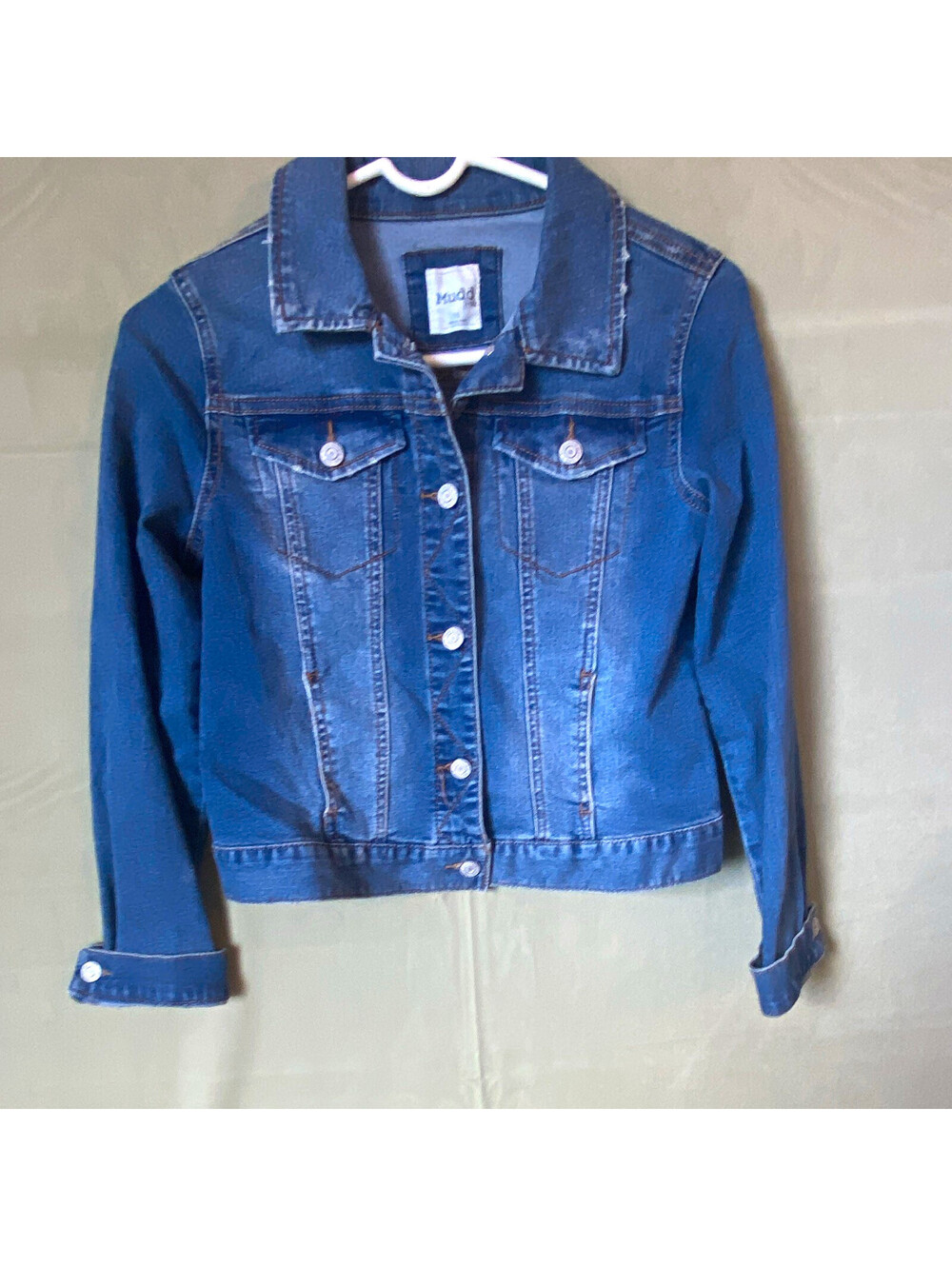 Mudd Girls Blue Denim Jacket Size 16 Button Front Collared Long Sleeve Short